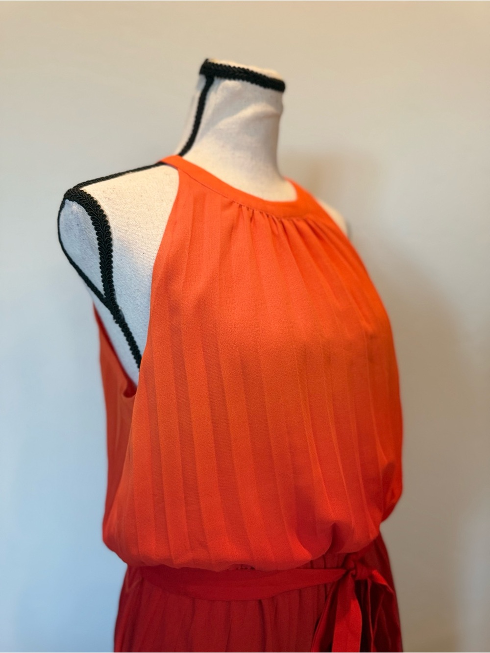 Rachel Roy Pleated Ombre Maxi Dress Orange Purple Halter Tie Waist Size 6 - Picture 9 of 12